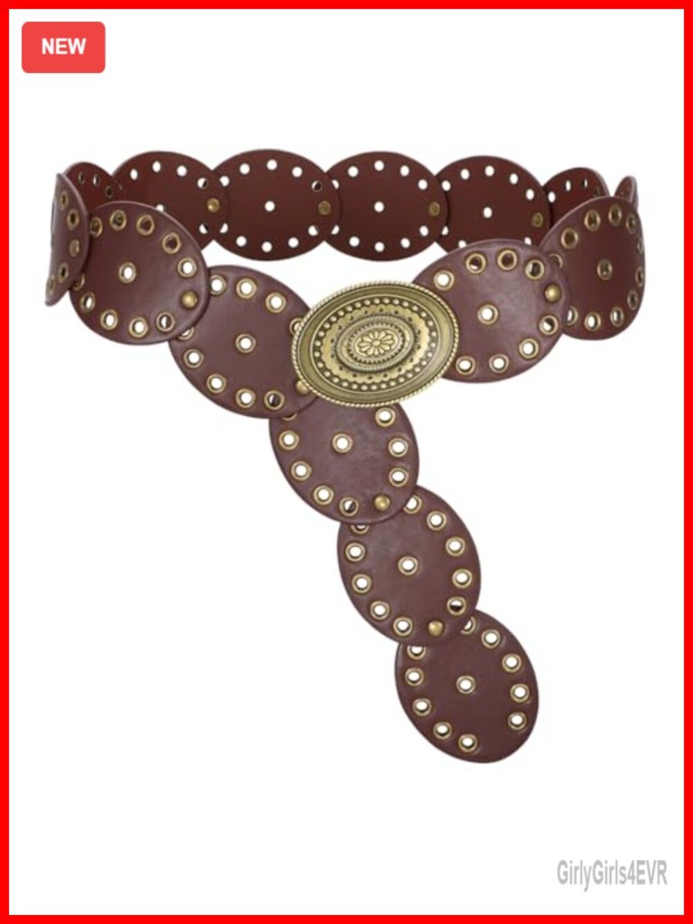 Western Disc Belt Cowgirl Concho Faux Leather Adjustable for Skirt